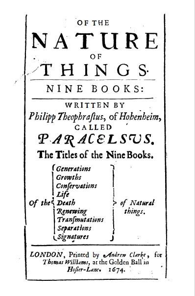 The Nature of Things (Nine books - Paracelsus)